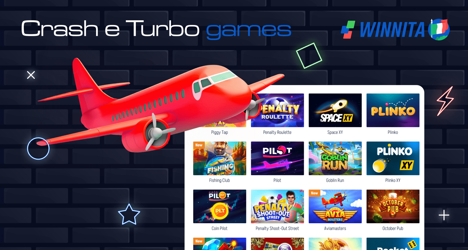 Winnita suggerisce di giocare a Crash games e giochi veloci